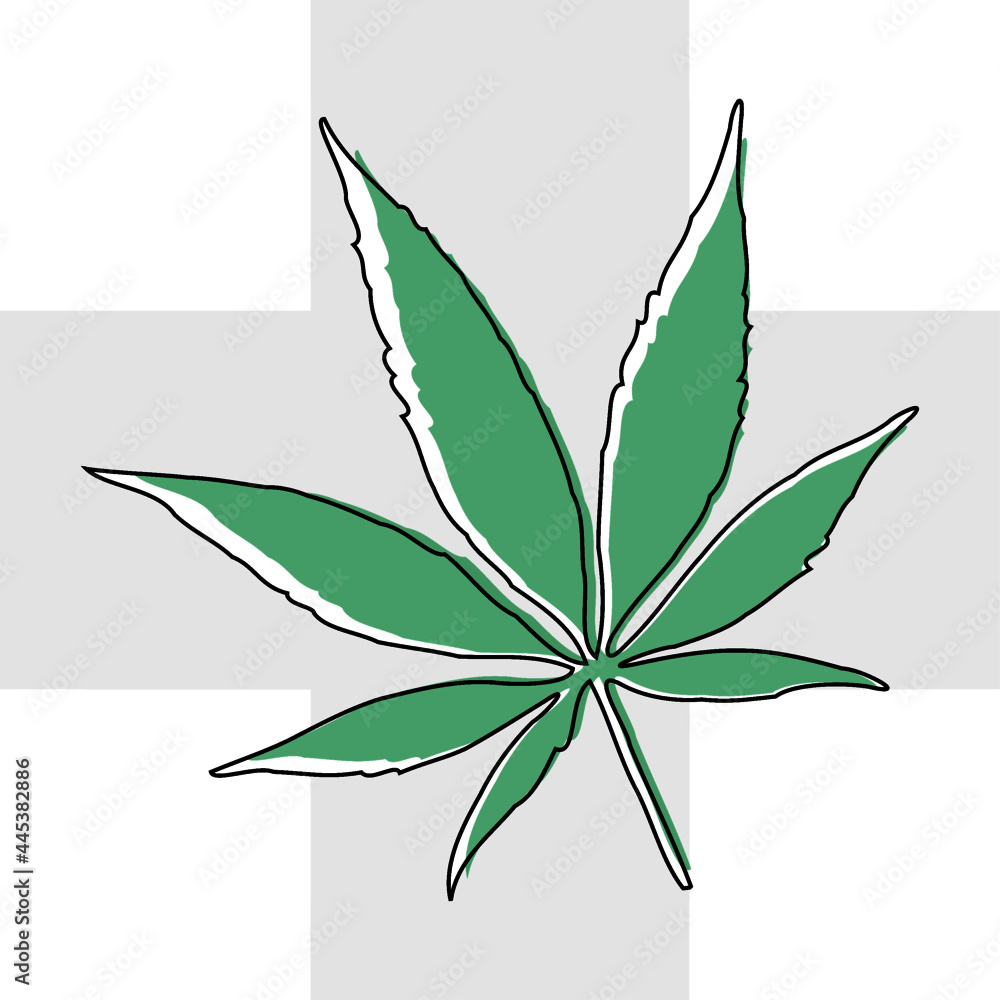 Cannabis leaf vector illustration. Cannabidiol Cannabis Hemp, Medical marijuana logo, icon template. 