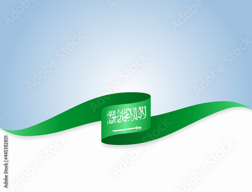 Saudi Arabian flag wavy abstract background. Vector illustration.