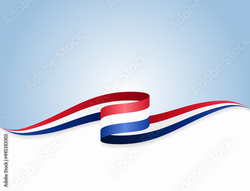 Dutch flag wavy abstract background. Vector illustration. photo