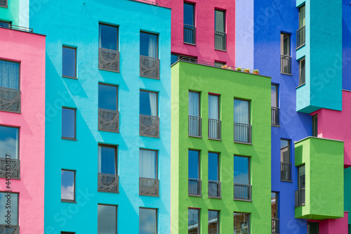 Colorful building facade - multi colored house exterior
