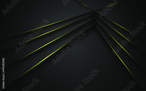 golden light lines on dark gray polygon abstract background