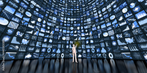 TV wall presenting financial charts