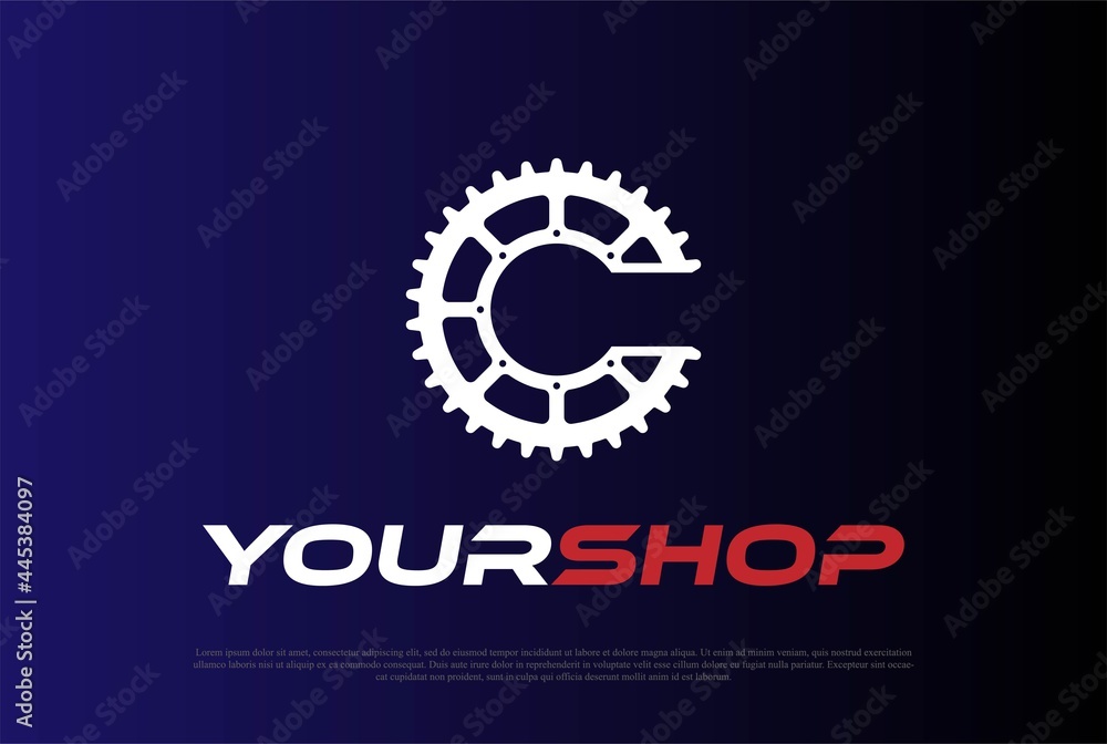 Initial Letter C for Cycle Gear Cog Drive or Bike Sport Club Logo Design Vector Initial Letter C for Cycle Gear Cog Drive or Bike Sport Club Logo Design Vector