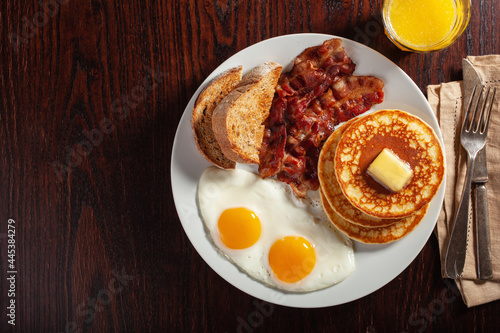 Wallpaper Mural traditional full american breakfast eggs pancakes with bacon and toast Torontodigital.ca