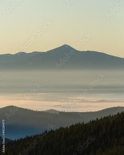 Mountain landscape with mountain views at dawn