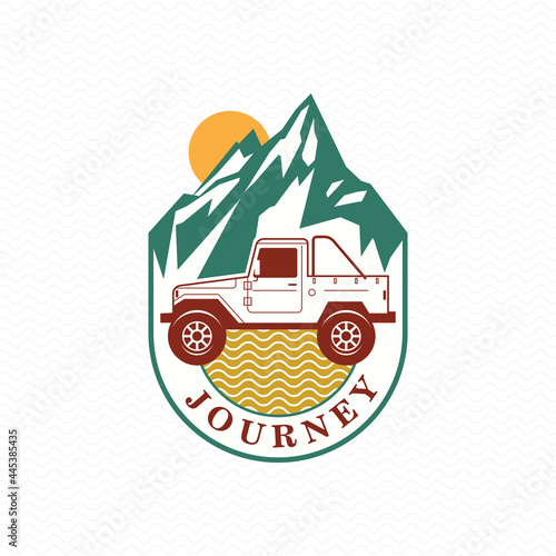 4x4 off road car in journey logo batch