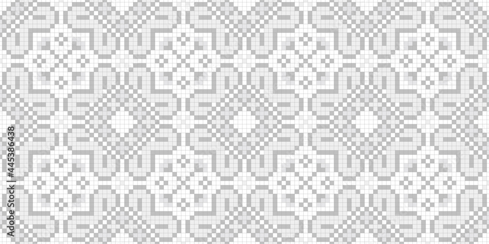 Pixel art. Organic motif, botanical motif background. Seamless pattern.Vector.ピクセルアートのスタイリッシュな有機的パターン