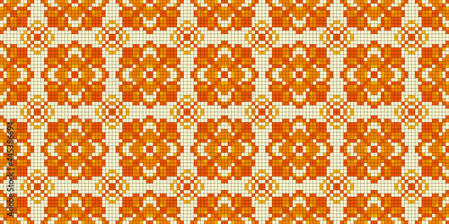 Pixel art. Organic motif, botanical motif background. Seamless pattern.Vector.ピクセルアートのスタイリッシュな有機的パターン