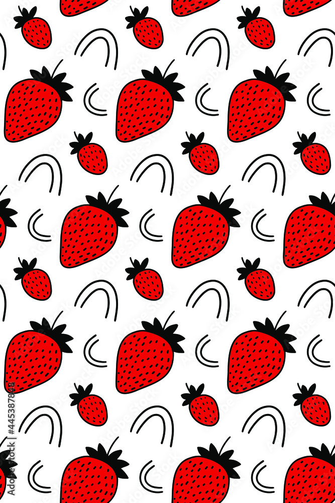 Bright pattern with red strawberry. Seamless vector print for fabric, cover paper, wallpapers, web. Bright pattern with red strawberry. Seamless vector print for fabric, cover paper, wallpapers, web.