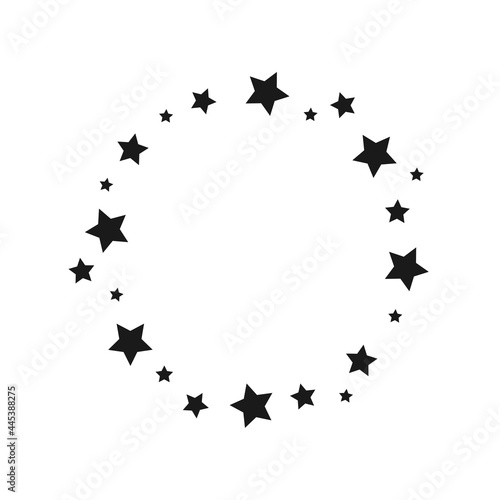 Black round label with stars. Best, award, winner prize wreath on white background.