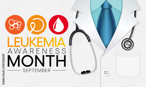 Leukemia awareness month is observed every year in September, it is cancer of the body's blood-forming tissues, including the bone marrow and the lymphatic system. Vector illustration