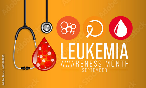 Leukemia awareness month is observed every year in September, it is cancer of the body's blood-forming tissues, including the bone marrow and the lymphatic system. Vector illustration