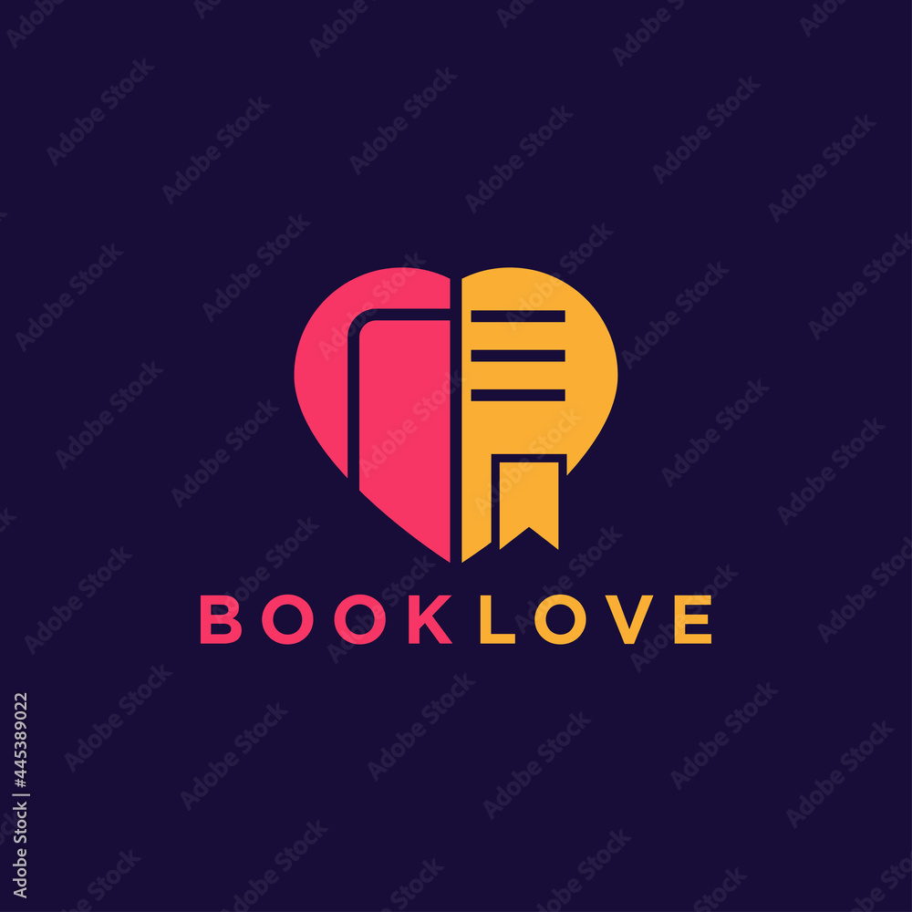 Fototapeta premium book heart logo design vector