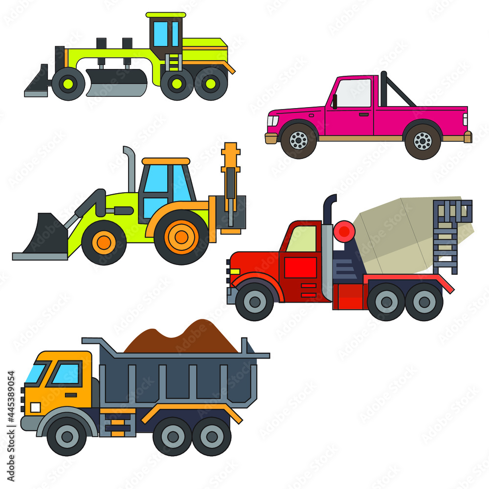 Pickup truck , concrete mixer truck ,excavator etc