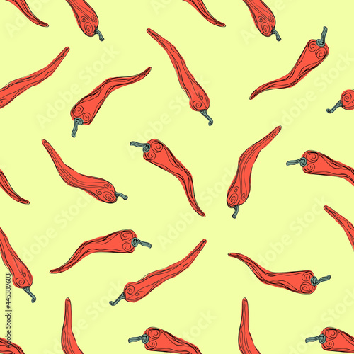 Red chili peppers seamless pattern