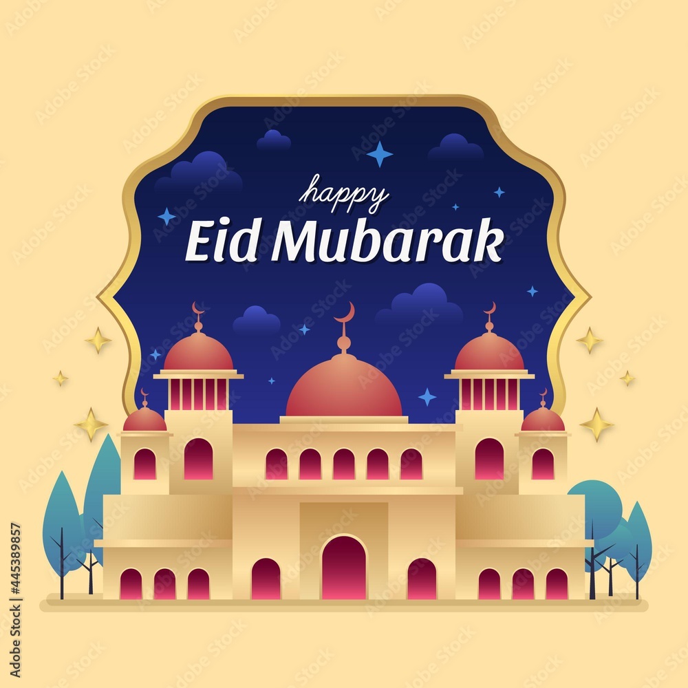 Flat Eid Al Fitr Eid Mubarak Illustration_29