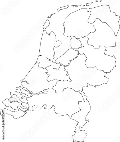 Vector map of the Netherlands Holland to study colorless with outline