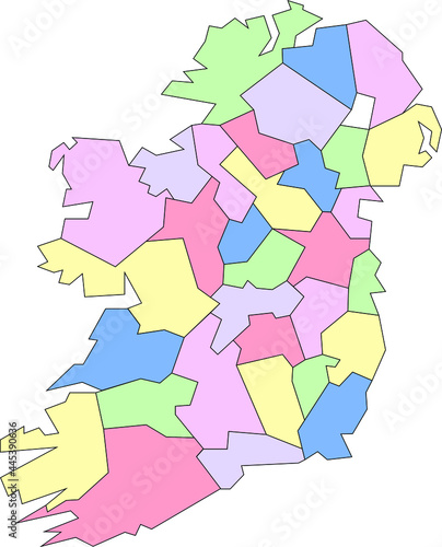 Vector map of Ireland to study with outline