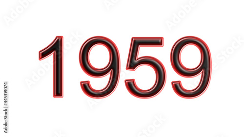 red 1959 number 3d effect white background