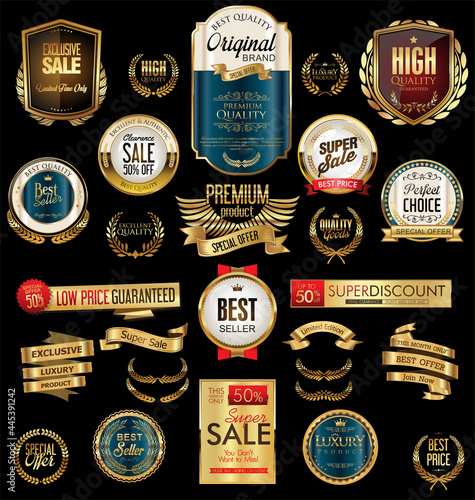 Golden sale labels retro vintage design collection 