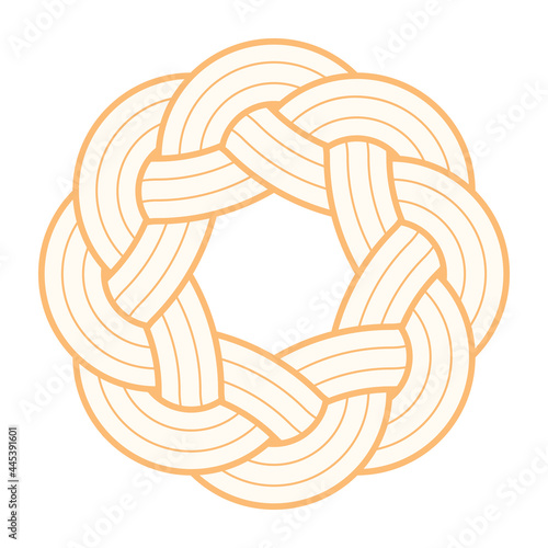 Vector silhouette twisted line circle mat. Isolated on white background.