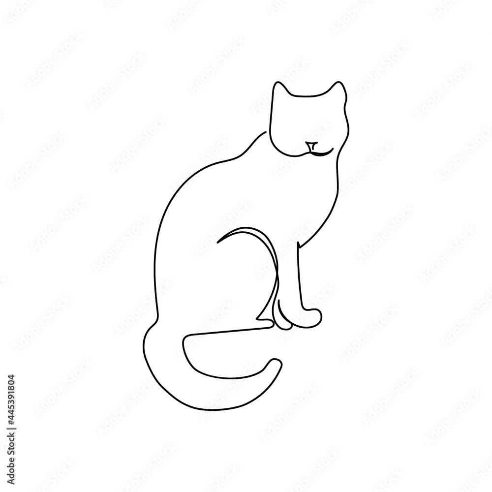 Cat one line art. Continuous line drawing of sitting cat, domestic animal. Cat one line art. Continuous line drawing of sitting cat, domestic animal.