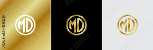 Golden MD Circle Logo Creative Modern Minimal Alphabet M D Initial Letter Mark Monogram Editable in Vector Format