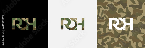 ROH Camouflage Logo Creative Modern Minimal Alphabet R O H Initial Letter Mark Monogram Editable in Vector Format