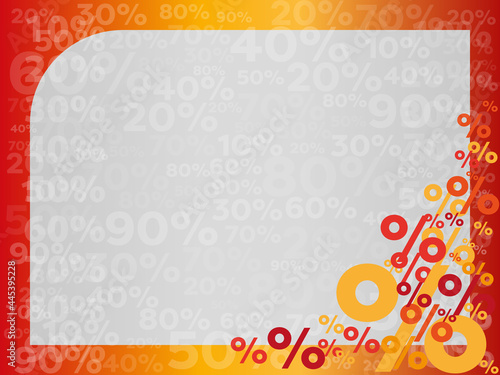 Percent background with small number. Autumn yellow and orange color grey banner