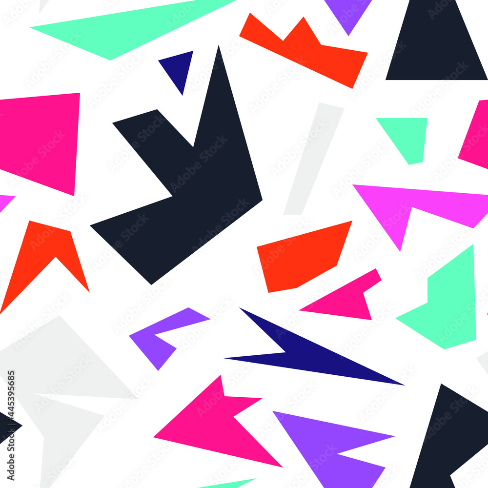 Seamless abstract colorful pattern with curved chaotic geometry elements Seamless abstract colorful pattern with curved chaotic geometry elements