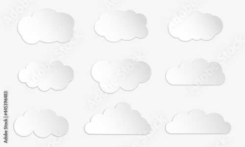 Set paper white clouds – vector for stock