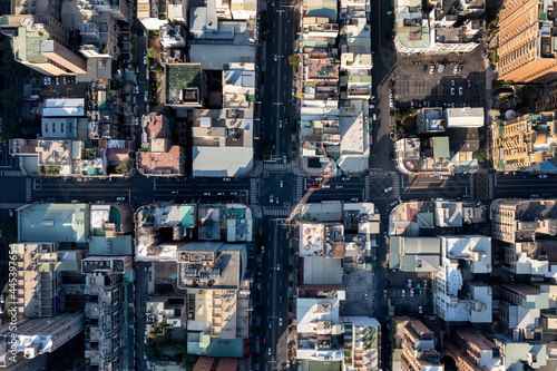 Aerial view of traffic in Kaohsiung city, Taiwan.