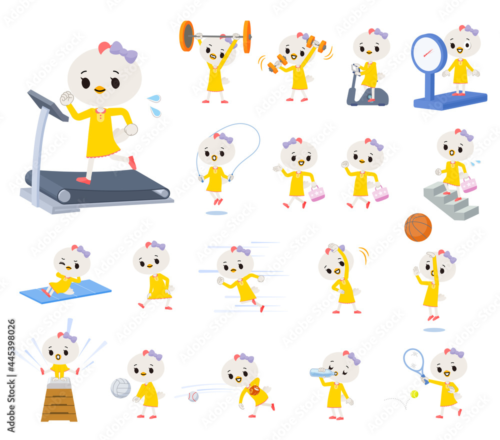 エクササイズやスポーツに関するトリの女の子のセット