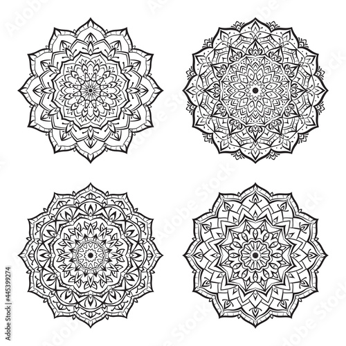 Set of Mandalas coloring book for spiritual mindful art therapy and vector design decoration