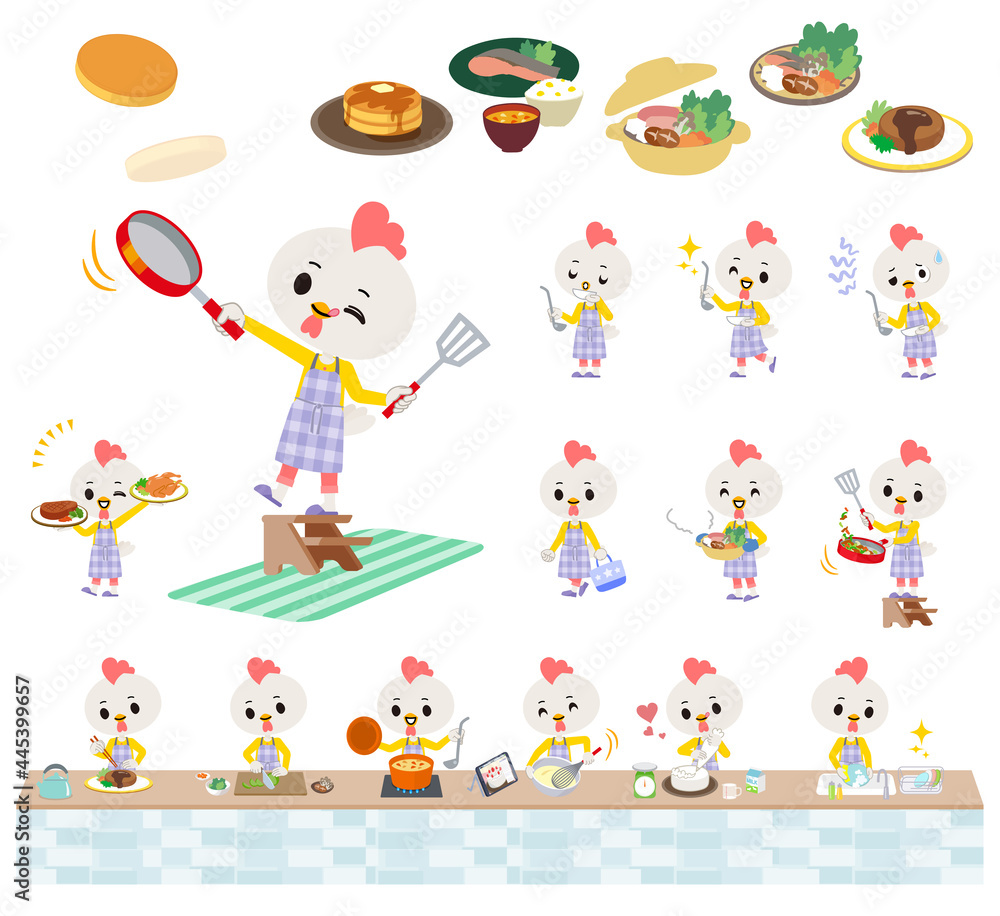 Fototapeta premium 料理に関するトリの男の子のセット