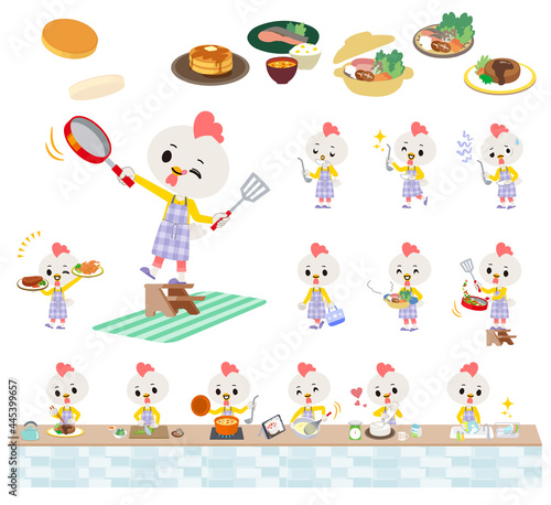 料理に関するトリの男の子のセット