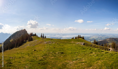 Panorama view of Hochgern mountain, Chiemgau, in Bavaria, Germany photo