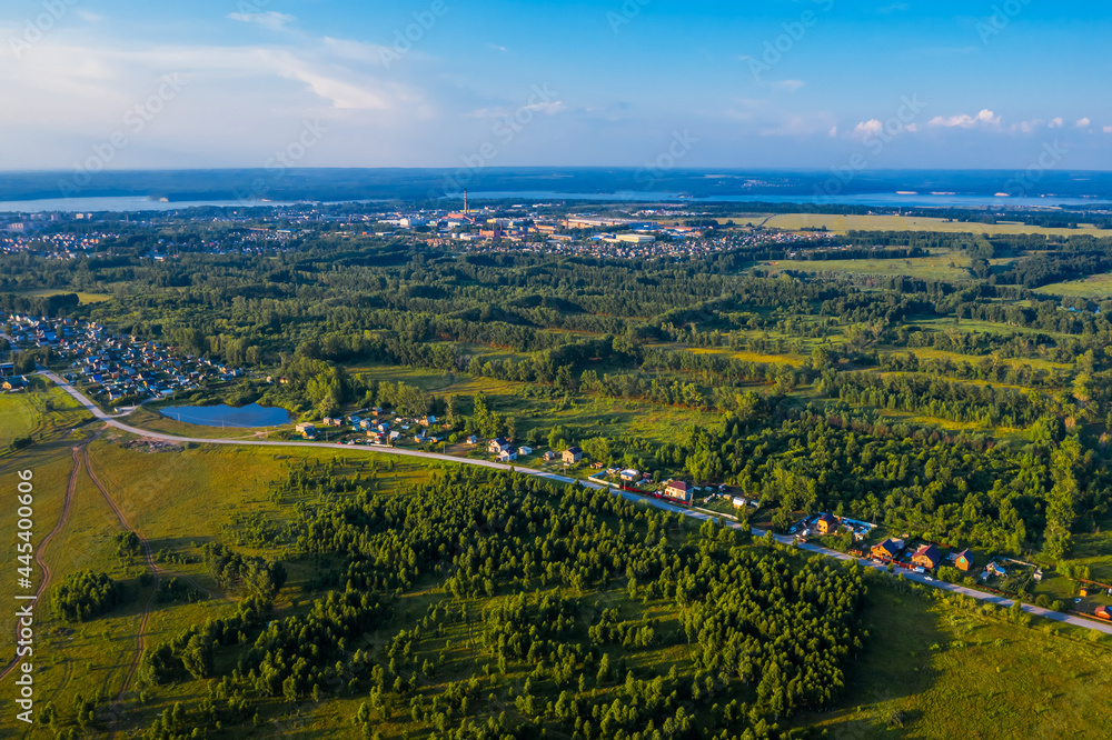 A bird's-eye view of the suburb. Berdsk, Western Siberia