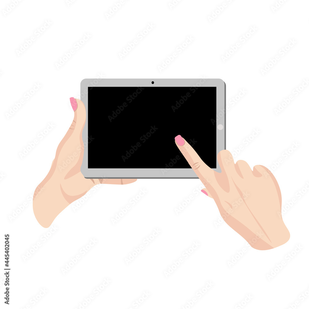 A tablet in the hands