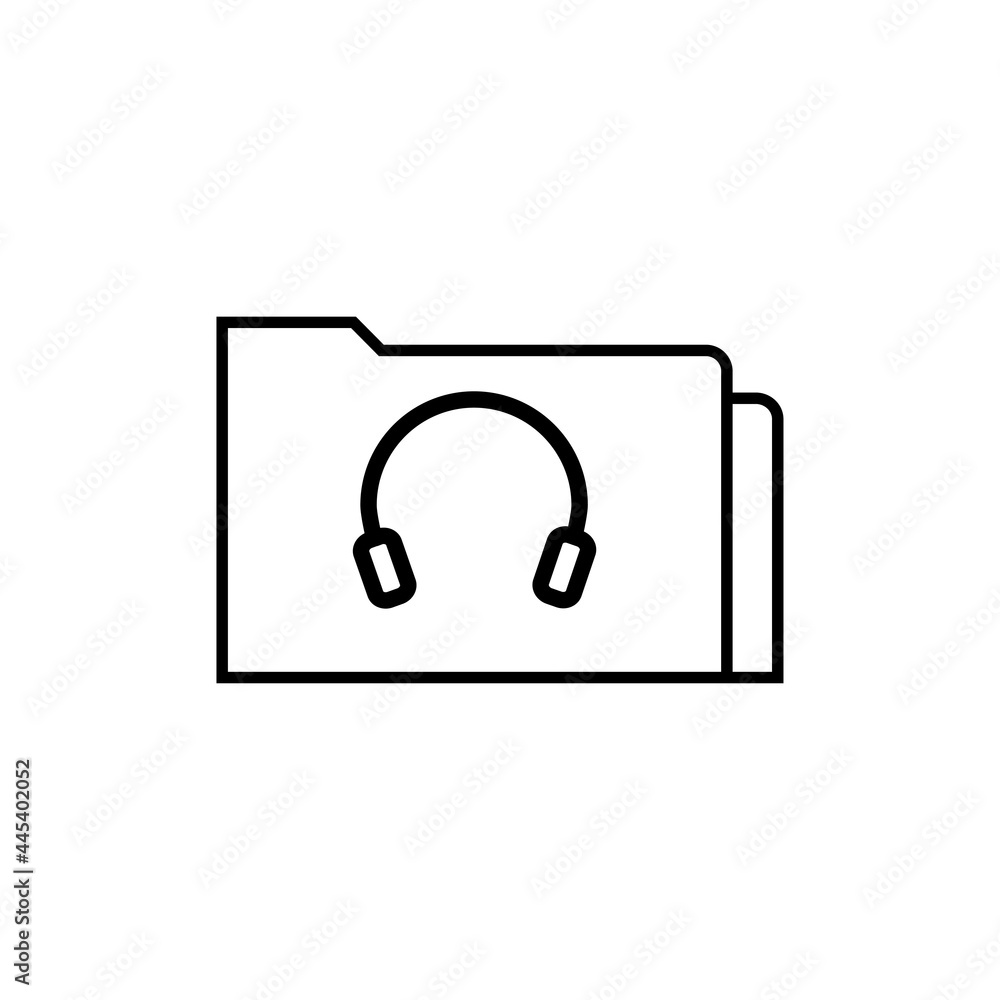 Folder with headphones icon. Music folder eps ten Folder with headphones icon. Music folder eps ten