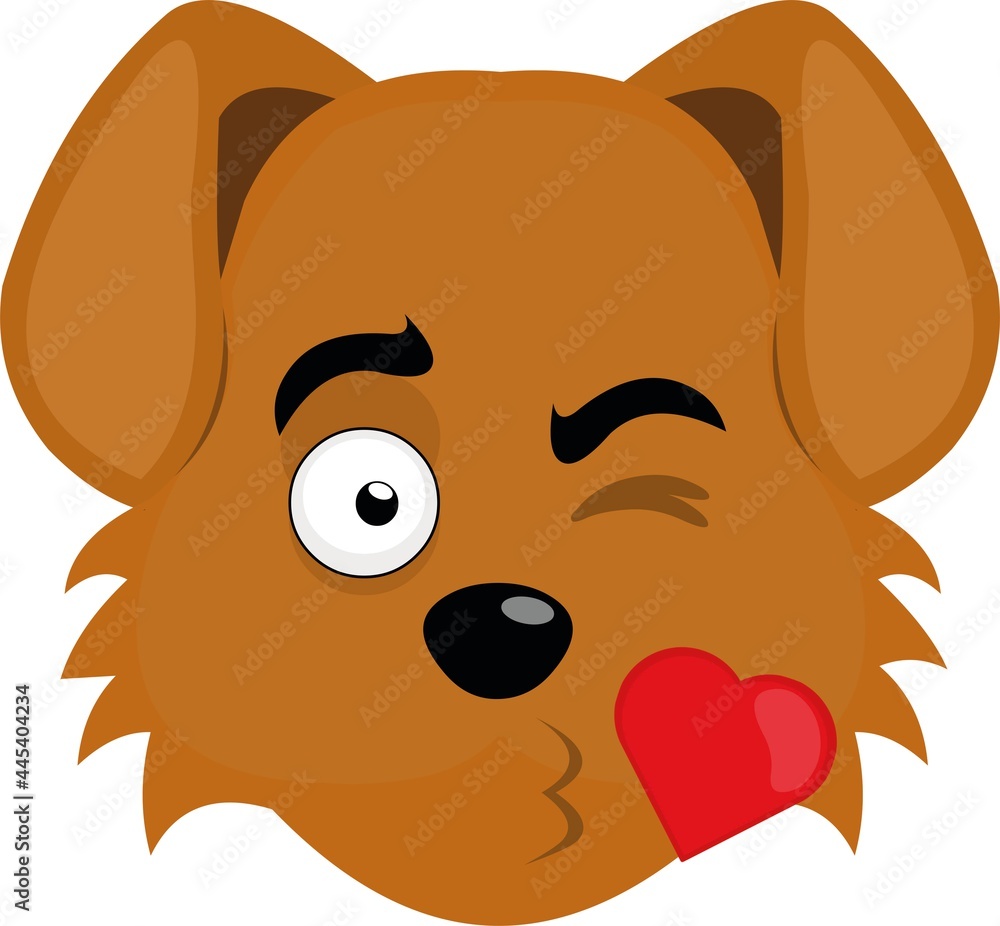 Vector emoticon illustration of the face of a cute cartoon dog giving a heart-shaped kiss Vector emoticon illustration of the face of a cute cartoon dog giving a heart-shaped kiss