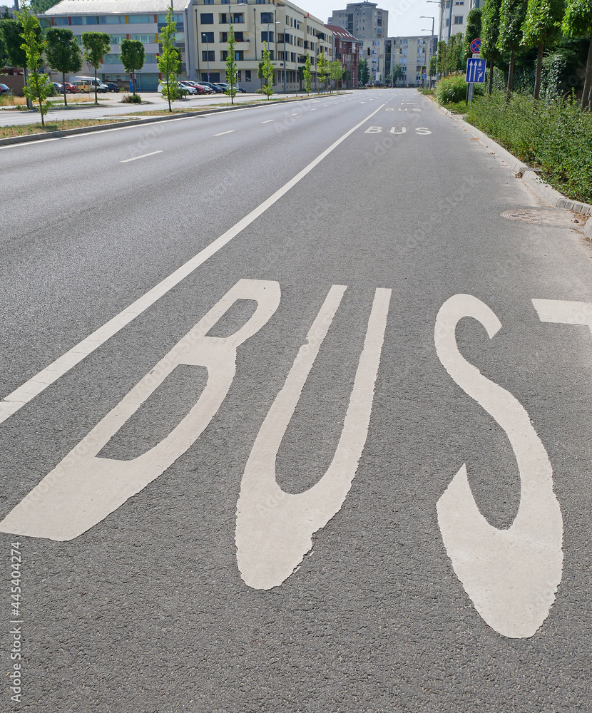 Obraz premium Bus lane on the road in the city