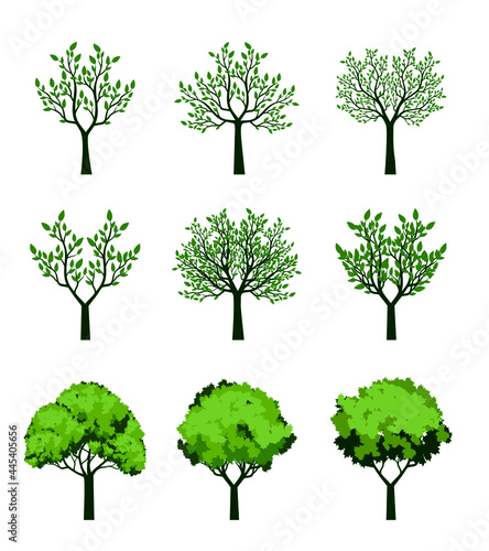 Set spring trees. Vector Illustration.