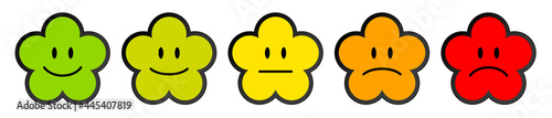 Fünf Blumen Feedback Gesichter Schwarzer Rahmen Grün Zu Rot