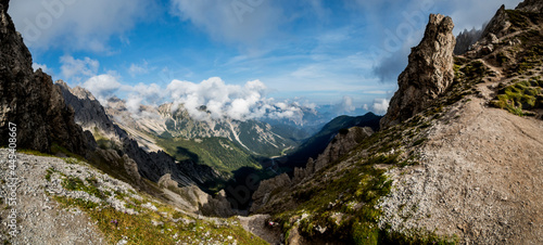 Panorama view from Solsteinhaus hut in Tyrol, Austria