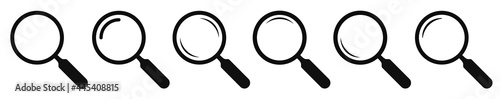 Magnifying glass icon set isolated. Search icon. Magnifier vector simbol. Vector illustration