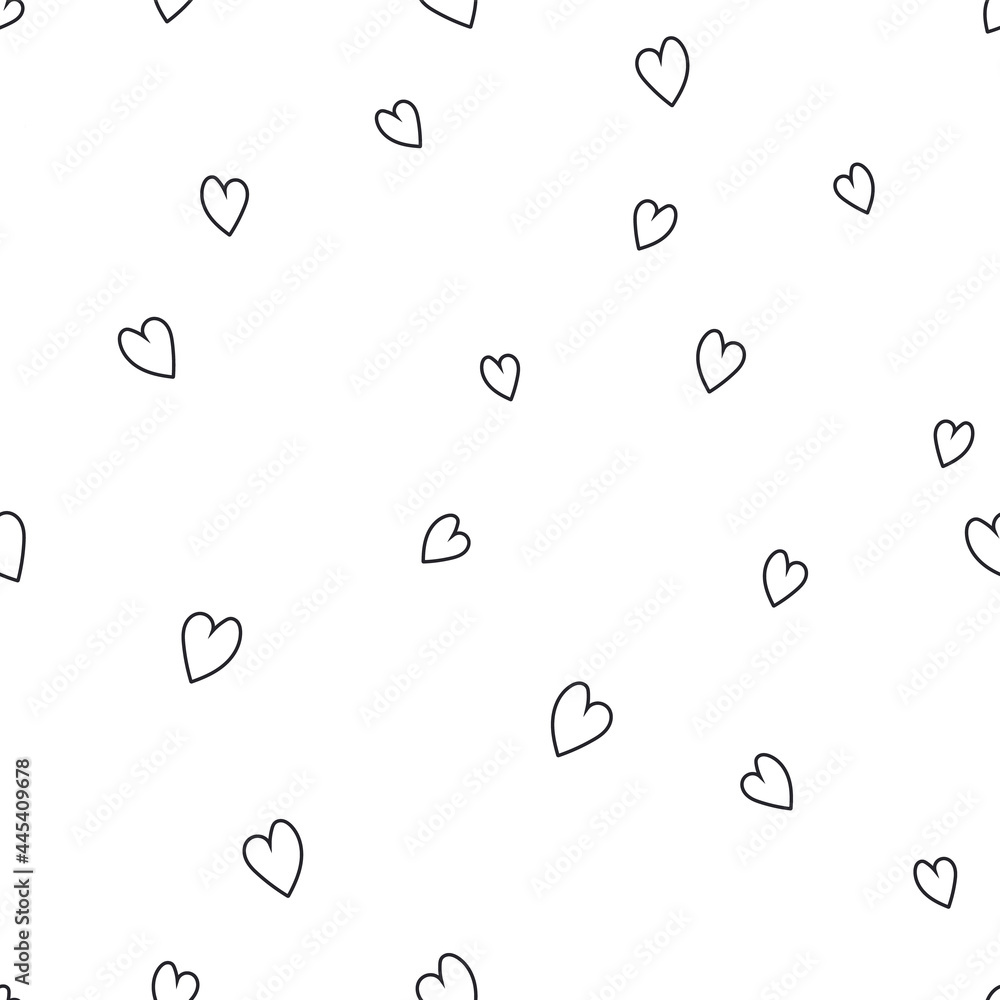 Vector black hearts on white background, random and scattered composition, simple doodle textures great for many uses great Vector black hearts on white background, random and scattered composition, simple doodle textures great for many uses great