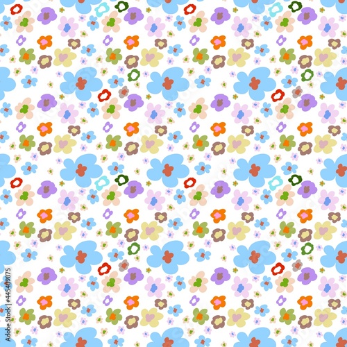 Seamless multicolor flowers template background.