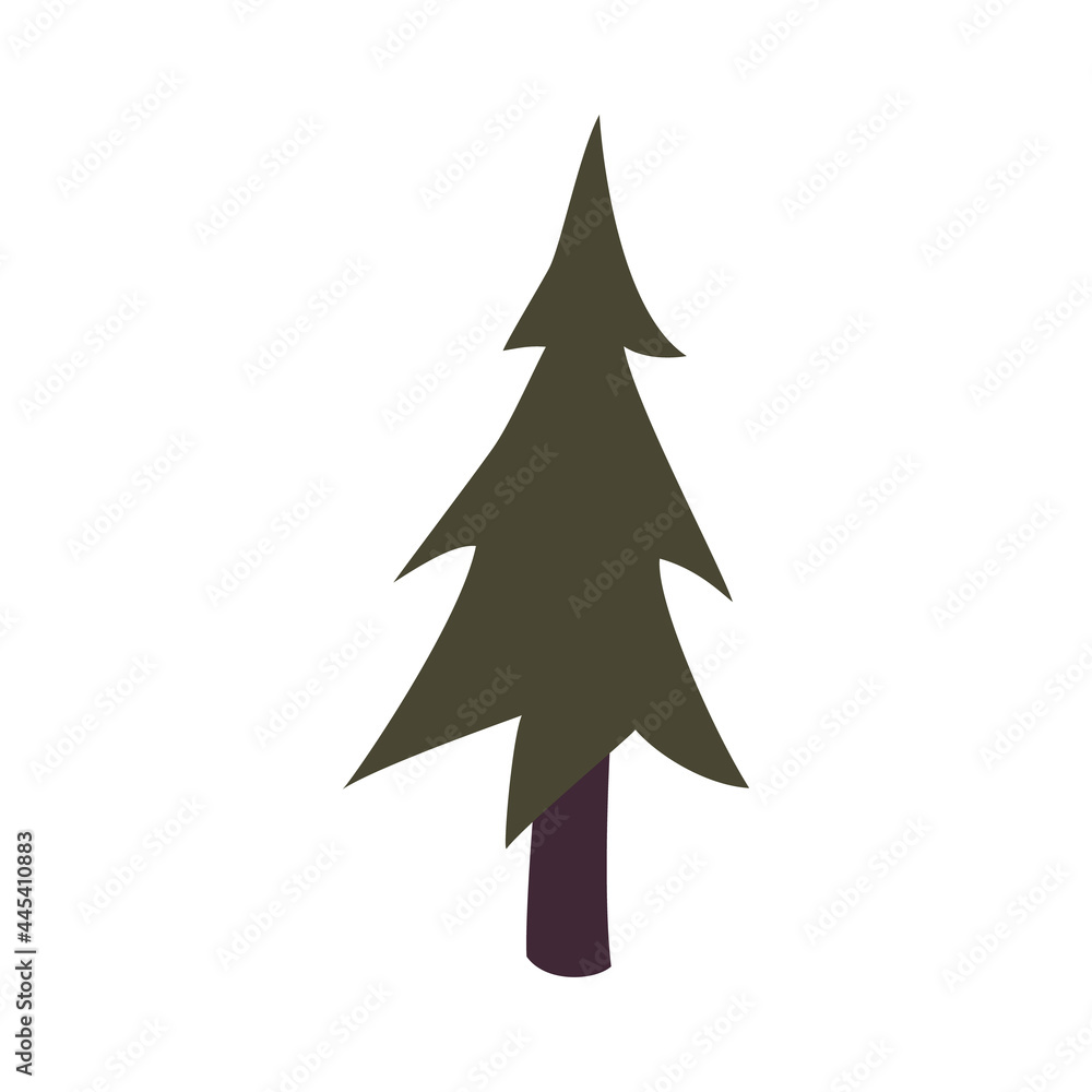 Fototapeta premium Flat cartoon fir tree