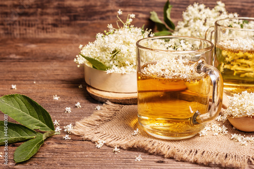 Elderberry flower tea. Refreshing summer drink, healthy lifestyle concept